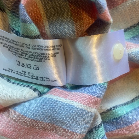 Orvis Linen Rayon Striped Sleeveless Button Down Shirt Size Large - Picture 12 of 12